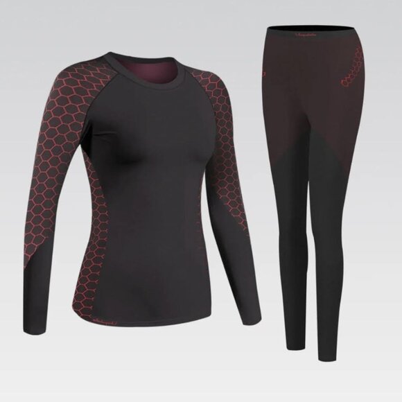 Uniquebella burgundy & black base layer matching set M - Picture 6 of 9